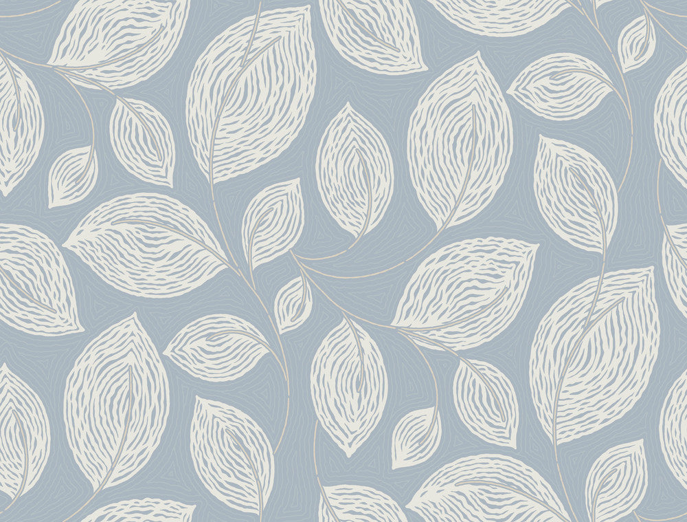 Contoured Leaves Indigo Blue Wallpaper by Candice Olson Candice Olson Casual Elegance Covers about 60.8 square feet 27-in by 27-ft long roll Unpasted 25.25 - Fabric Carolina -