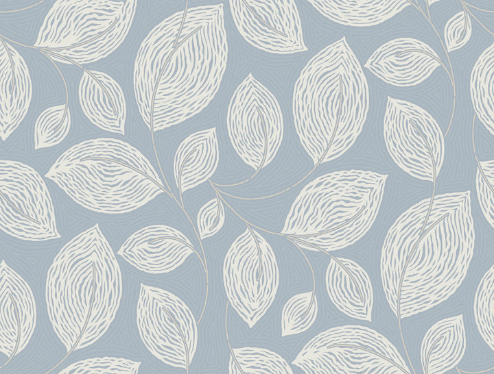 Contoured Leaves Indigo Blue Wallpaper by Candice Olson Candice Olson Casual Elegance Covers about 60.8 square feet 27-in by 27-ft long roll Unpasted 25.25 - Fabric Carolina -
