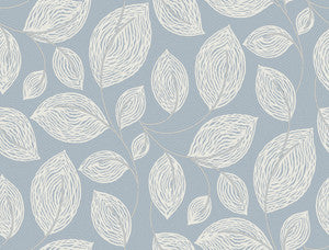 Contoured Leaves Indigo Blue Wallpaper by Candice Olson