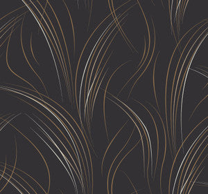 Graceful Wisp Black Wallpaper by Candice Olson