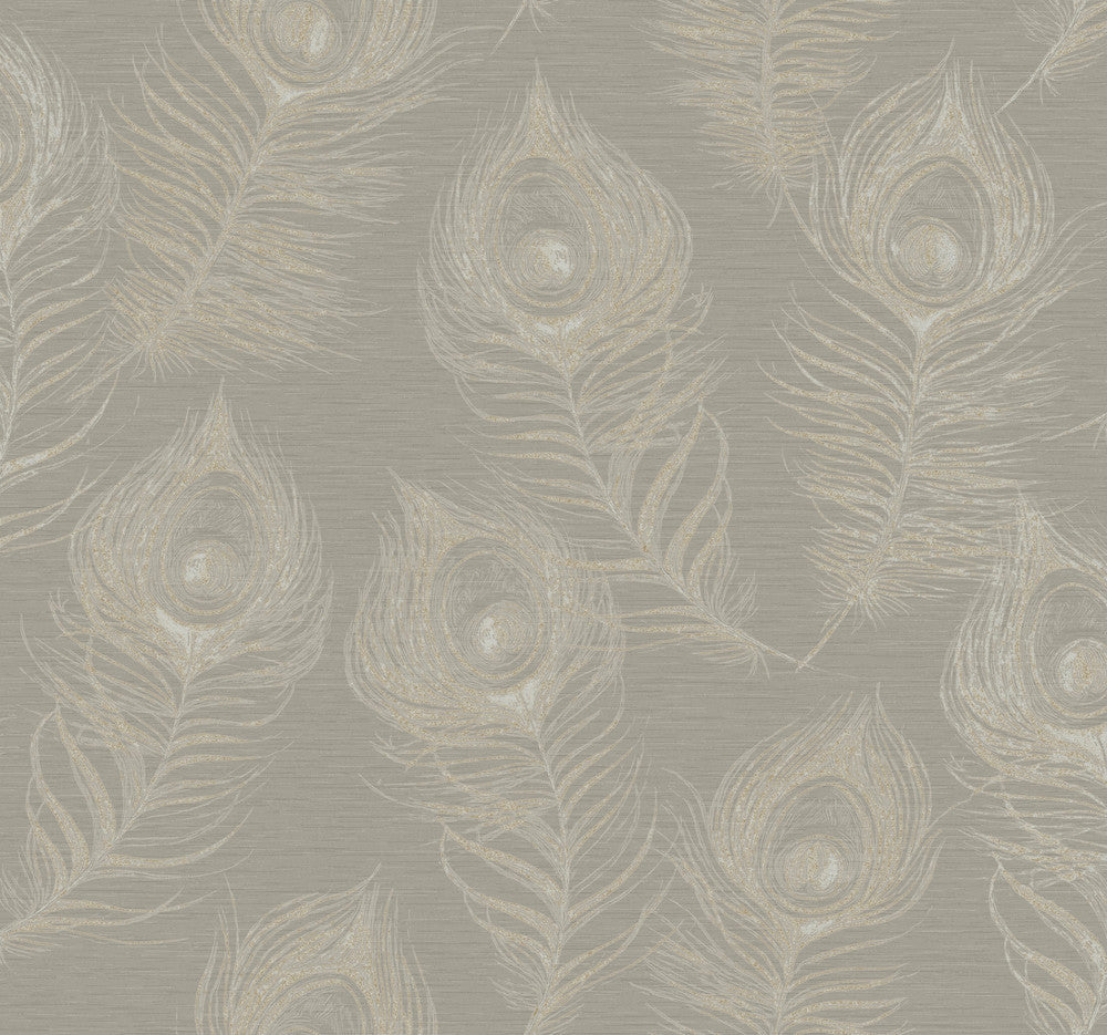 Regal Peacock Mink Wallpaper by Candice Olson Candice Olson Casual Elegance Covers about 60.8 square feet 27-in by 27-ft long roll Unpasted 25.25 - Fabric Carolina -