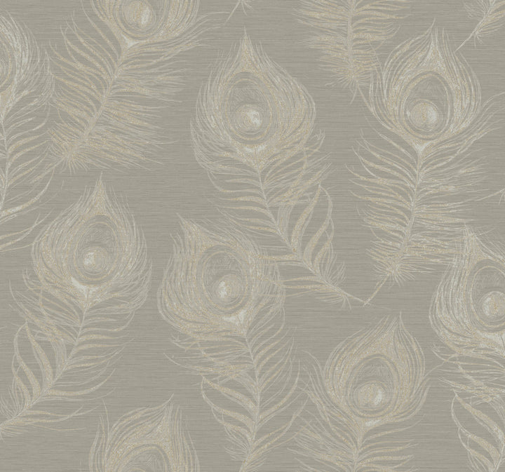 Regal Peacock Mink Wallpaper by Candice Olson Candice Olson Casual Elegance Covers about 60.8 square feet 27-in by 27-ft long roll Unpasted 25.25 - Fabric Carolina -