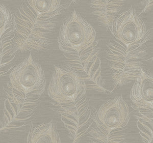 Regal Peacock Mink Wallpaper by Candice Olson
