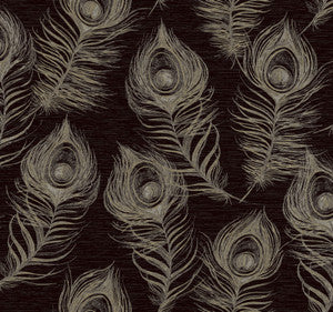 Regal Peacock Black Wallpaper by Candice Olson