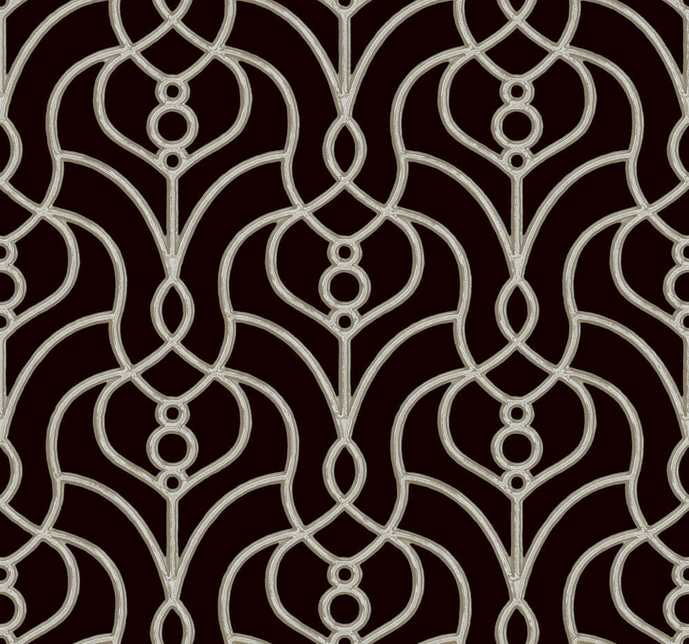 Divine Trellis Black Wallpaper by Candice Olson Candice Olson Casual Elegance Covers about 60.8 square feet 27-in by 27-ft long roll Unpasted 25.25 - Fabric Carolina -