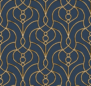 Divine Trellis Navy Wallpaper by Candice Olson