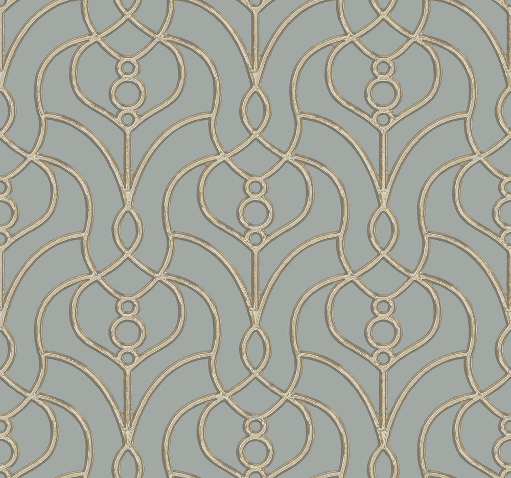 Divine Trellis Dusty Blue Wallpaper by Candice Olson Candice Olson Casual Elegance Covers about 60.8 square feet 27-in by 27-ft long roll Unpasted 25.25 - Fabric Carolina -
