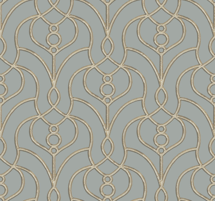 Divine Trellis Dusty Blue Wallpaper by Candice Olson Candice Olson Casual Elegance Covers about 60.8 square feet 27-in by 27-ft long roll Unpasted 25.25 - Fabric Carolina -