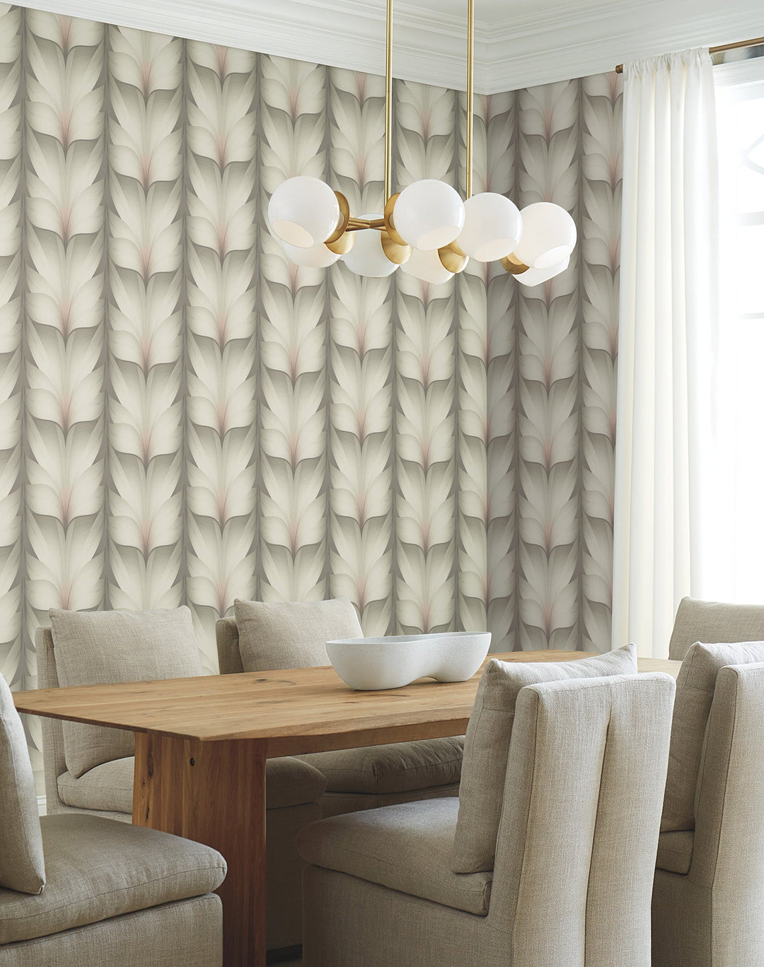 Lotus Light Stripe Taupe & Blush Wallpaper by Candice Olson Designer
