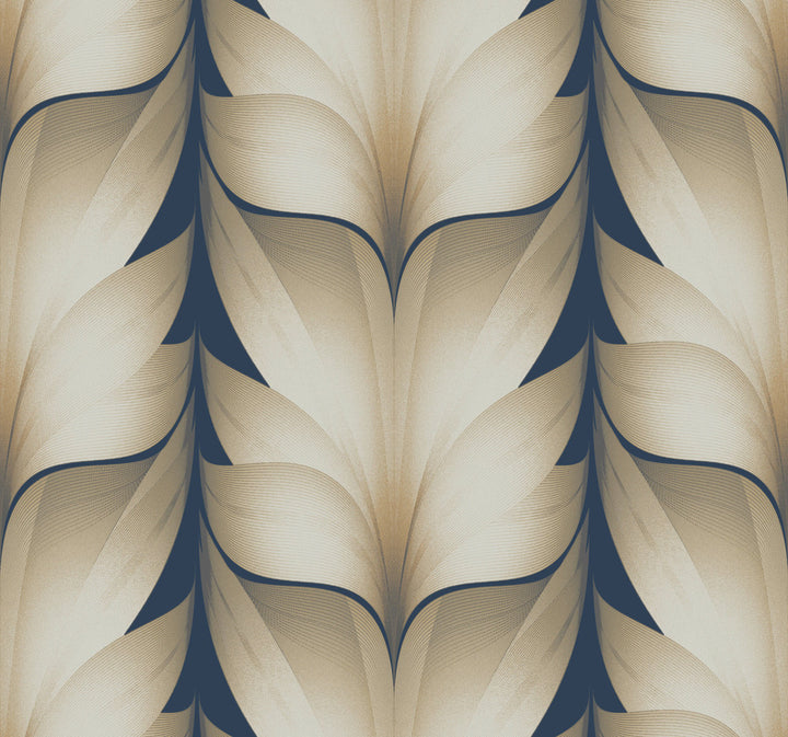 Lotus Light Stripe Navy Wallpaper by Candice Olson Candice Olson Casual Elegance Covers about 60.8 square feet 27-in by 27-ft long roll Unpasted 25.25 - Fabric Carolina -