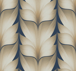 Lotus Light Stripe Navy Wallpaper by Candice Olson