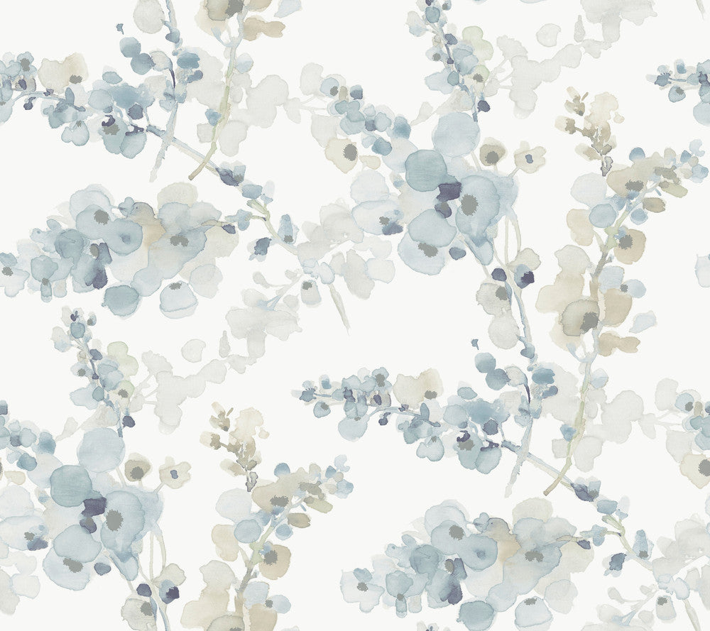 Blossom Fling Blue Wallpaper by Candice Olson Candice Olson Casual Elegance Covers about 60.8 square feet 27-in by 27-ft long roll Unpasted 24 - Fabric Carolina -