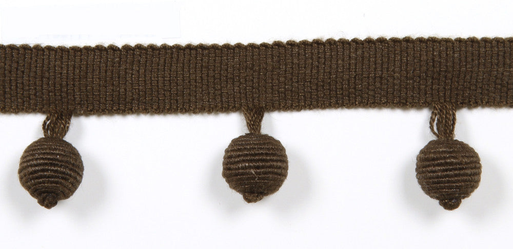 Everly Ball Fringe Brown by Magnolia Trim - 63LINEN/37RAYON CHINA Horizontal: and Vertical: 1.46" - Fabric Carolina -