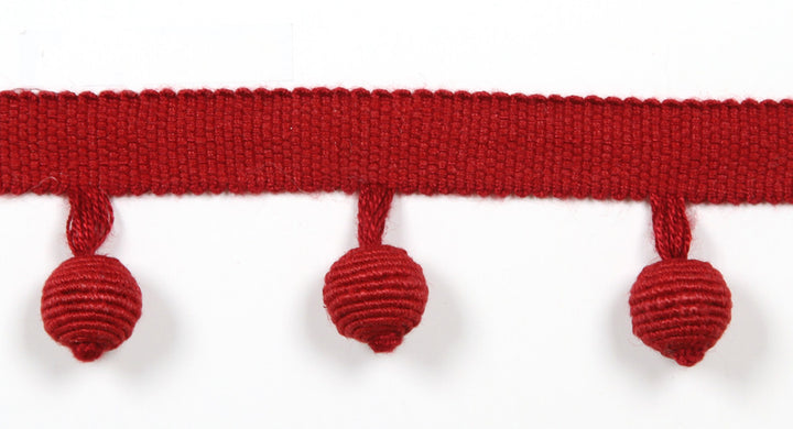Everly Ball Fringe Rouge by Magnolia Trim - 63LINEN/37RAYON CHINA Horizontal: and Vertical: 1.46" - Fabric Carolina -