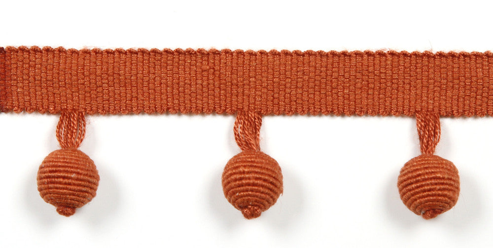 Everly Ball Fringe Rust by Magnolia Trim - 63LINEN/37RAYON CHINA Horizontal: and Vertical: 1.46" - Fabric Carolina -