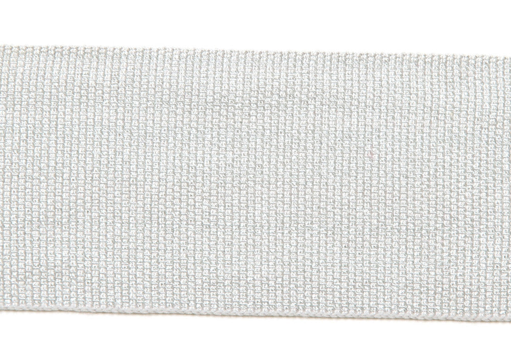 Everly Metallic 2 Inch Tape Silver by Magnolia Trim - 63LINEN/37RAYON CHINA Horizontal: and Vertical: - Fabric Carolina -