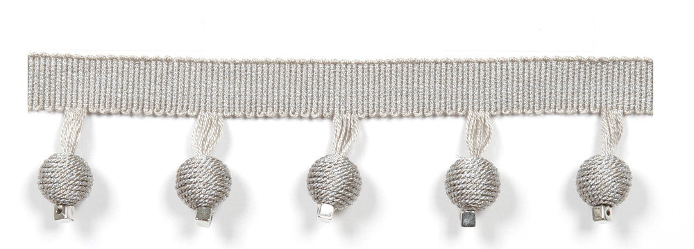 Everly Metallic Ball Fringe Ice by Magnolia Trim - 63LINEN/37RAYON CHINA Horizontal: and Vertical: - Fabric Carolina -