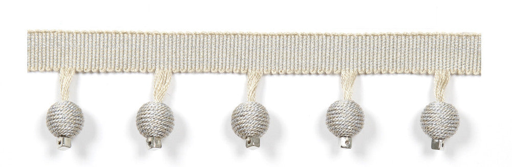 Everly Metallic Ball Fringe Porcelain by Magnolia Trim - 63LINEN/37RAYON CHINA Horizontal: and Vertical: - Fabric Carolina -