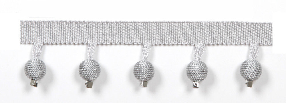Everly Metallic Ball Fringe Silver by Magnolia Trim - 63LINEN/37RAYON CHINA Horizontal: and Vertical: - Fabric Carolina -