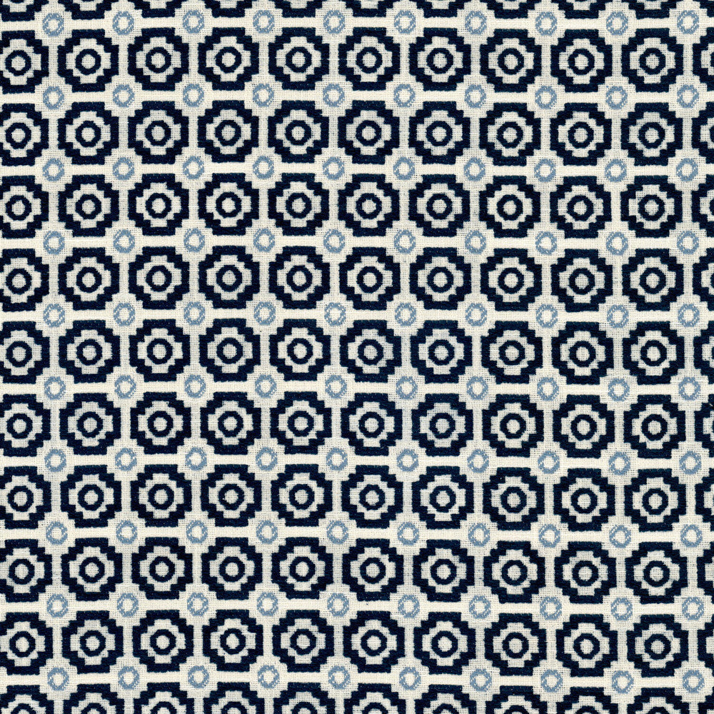 Evette 3 Navy by Stout Fabric Stout Fabric Evette 3 NavyFabric GREAT IMPRESSIONS BLUE/SPA 90%POL 10%COT USA </p><p>Repeat: H: 1.875, V: 1.875 55 in - Fabric Carolina -