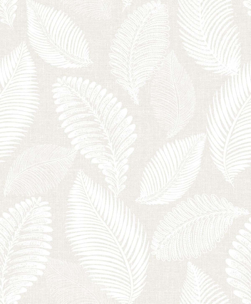 Tossed Leaves Cool Linen by Seabrook Wallpaper White Heron Netherlands 57.5 25.2" 20.9" - Fabric Carolina -