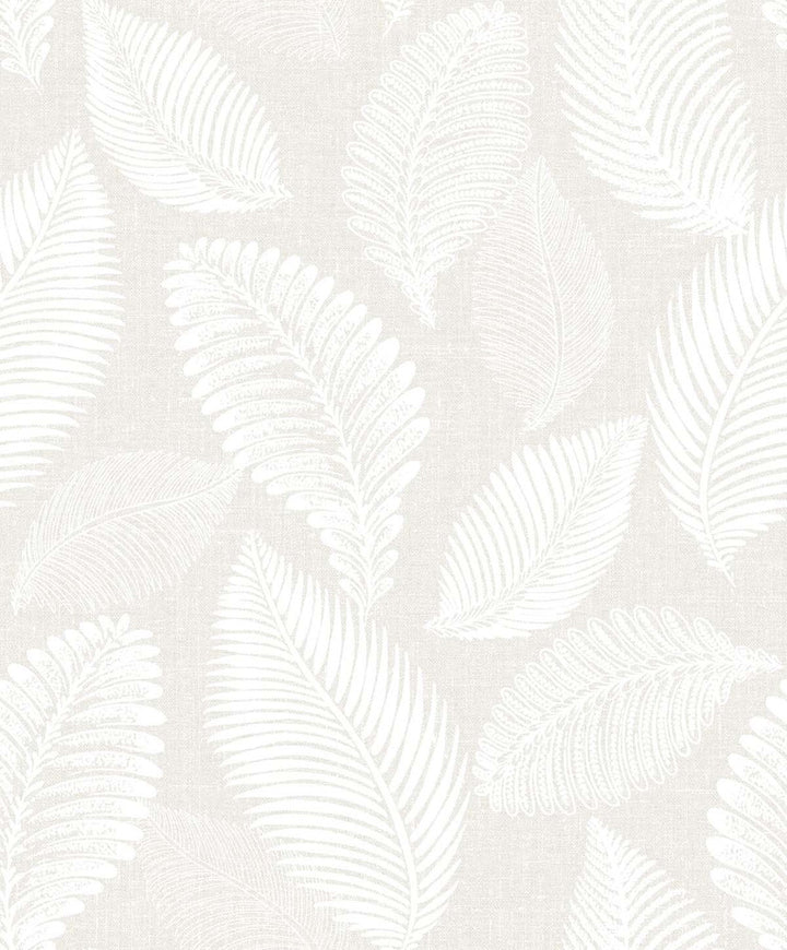 Tossed Leaves Cool Linen by Seabrook Wallpaper White Heron Netherlands 57.5 25.2" 20.9" - Fabric Carolina -