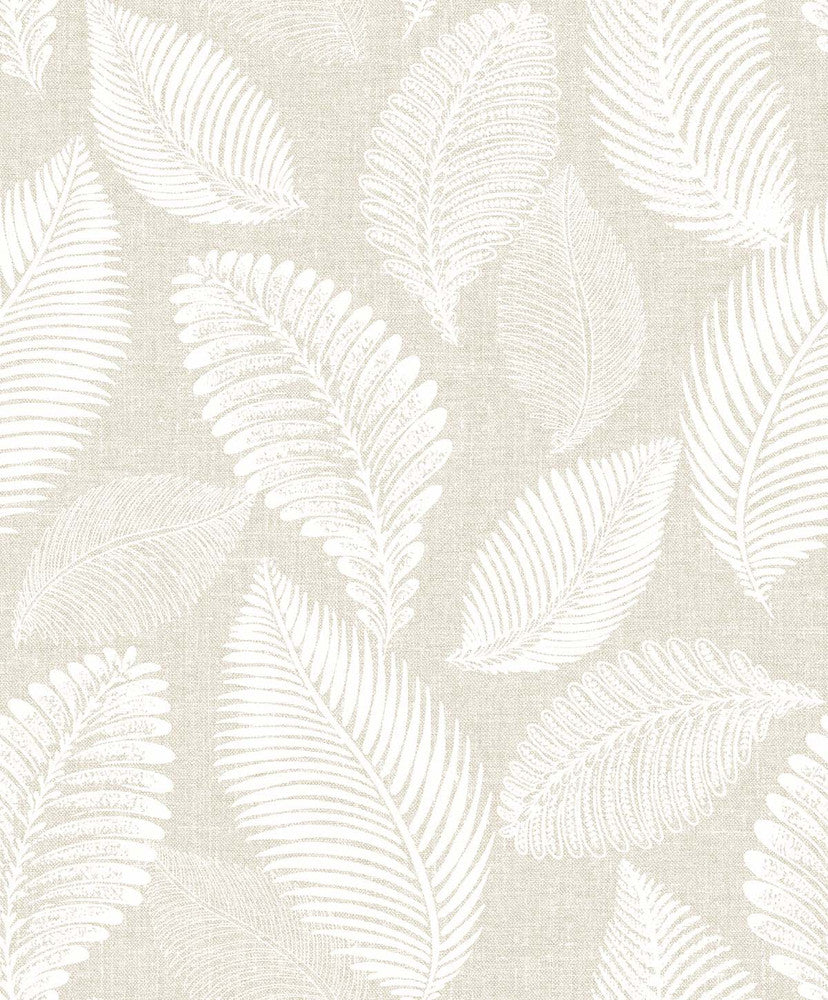 Tossed Leaves Warm Sand by Seabrook Wallpaper White Heron Netherlands 57.5 25.2" 20.9" - Fabric Carolina -