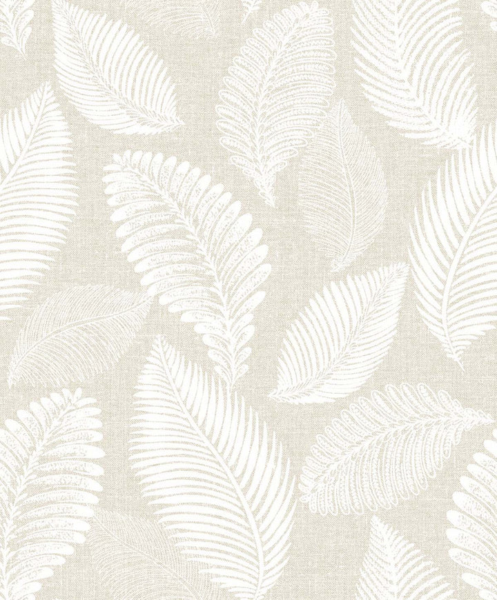 Tossed Leaves Warm Sand by Seabrook Wallpaper White Heron Netherlands 57.5 25.2" 20.9" - Fabric Carolina -