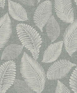 Tossed Leaves Charcoal Linen by Seabrook Wallpaper