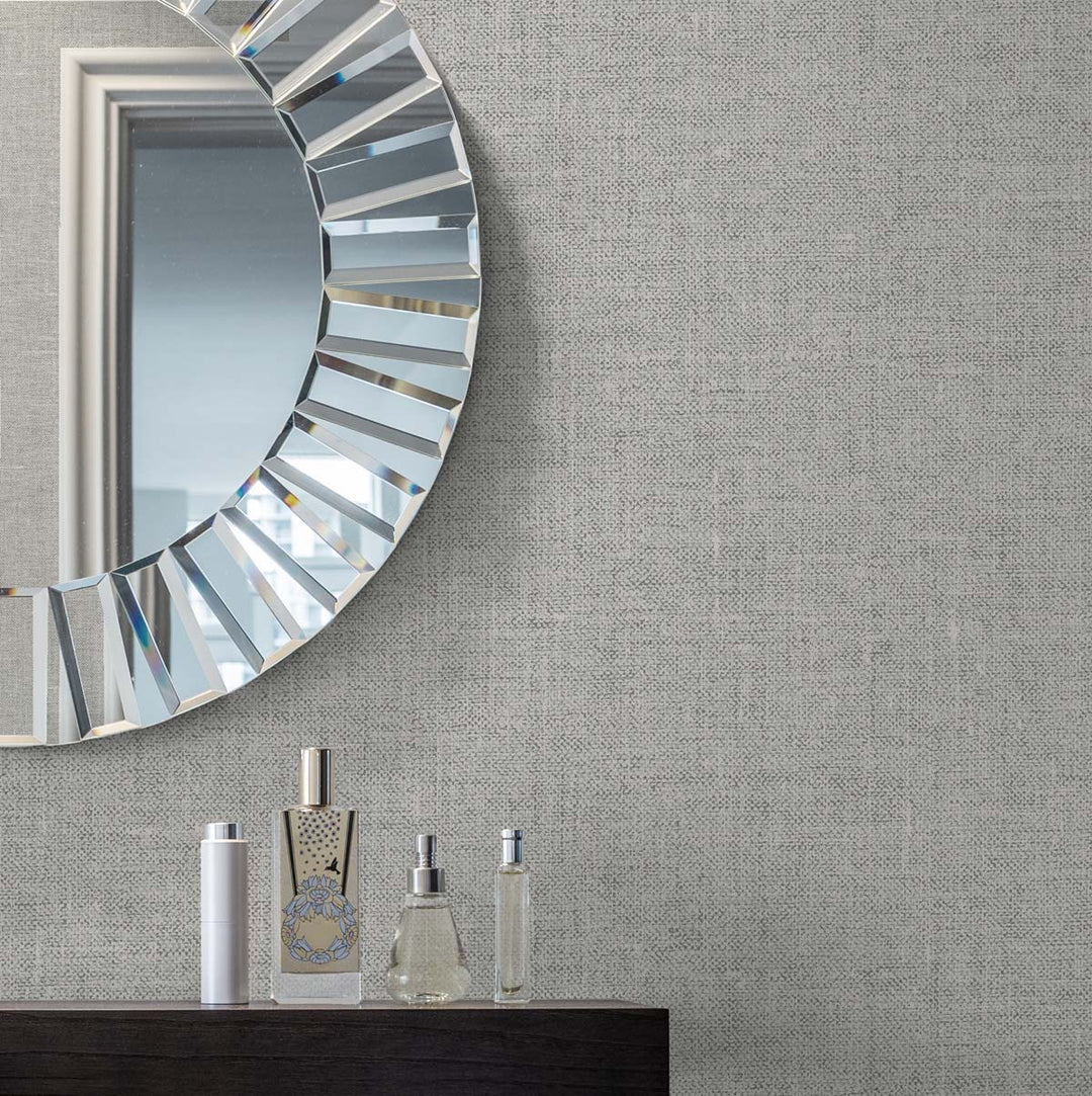 Abington Faux Linen Uniform Grey EW10118 by Seabrook Designs Designer Wallpaper
