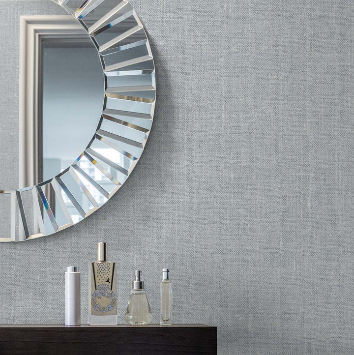 Abington Faux Linen Grey Dove EW10128 by Seabrook Designs Designer Wallpaper