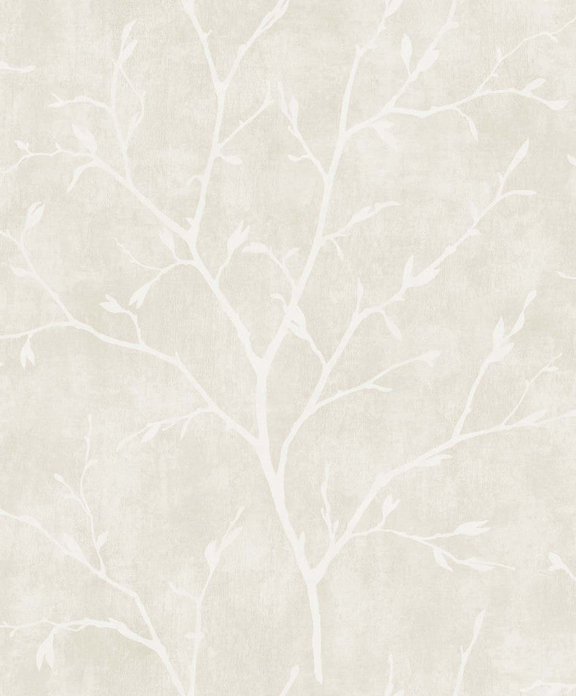 Avena Branches Mica by Seabrook Wallpaper White Heron Netherlands 57.5 25.2" 20.9" - Fabric Carolina -
