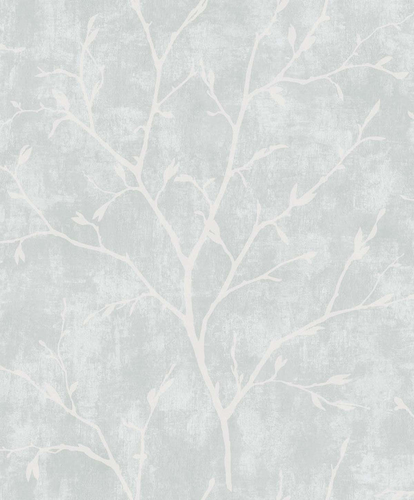 Avena Branches Winter Grey by Seabrook Wallpaper White Heron Netherlands 57.5 25.2" 20.9" - Fabric Carolina -