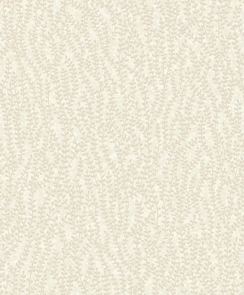 Seaweed Beaded Branches Off White Satin by Seabrook Wallpaper White Heron Netherlands 57.5 25.2" 20.9" - Fabric Carolina -