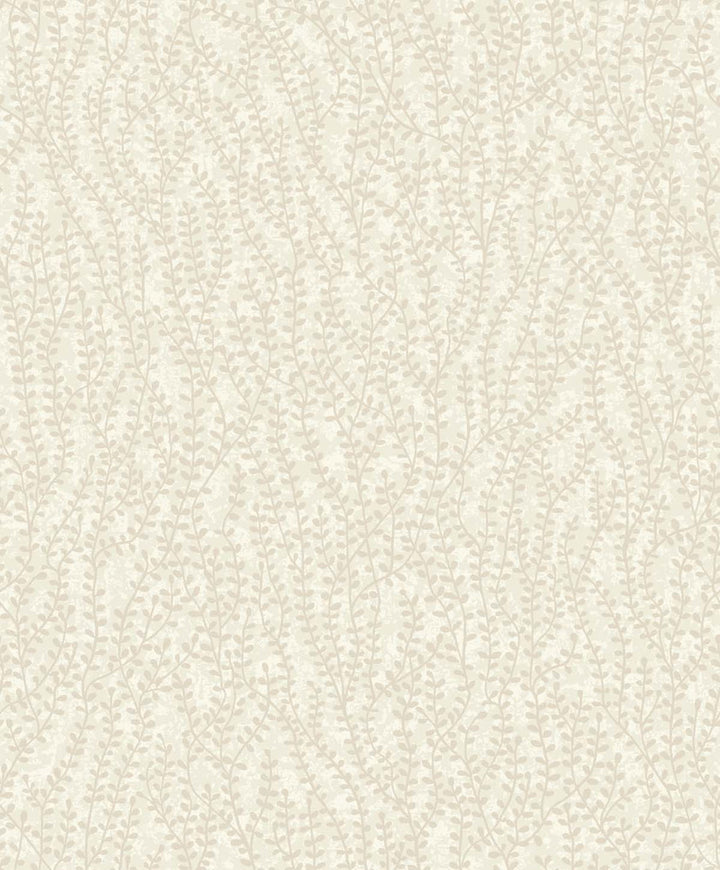 Seaweed Beaded Branches Off White Satin by Seabrook Wallpaper White Heron Netherlands 57.5 25.2" 20.9" - Fabric Carolina -