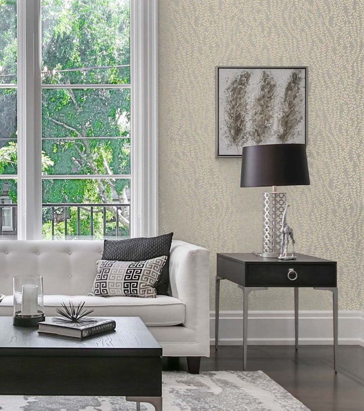 Seaweed Beaded Branches Organic Silk EW10607 by Seabrook Designs Designer Wallpaper