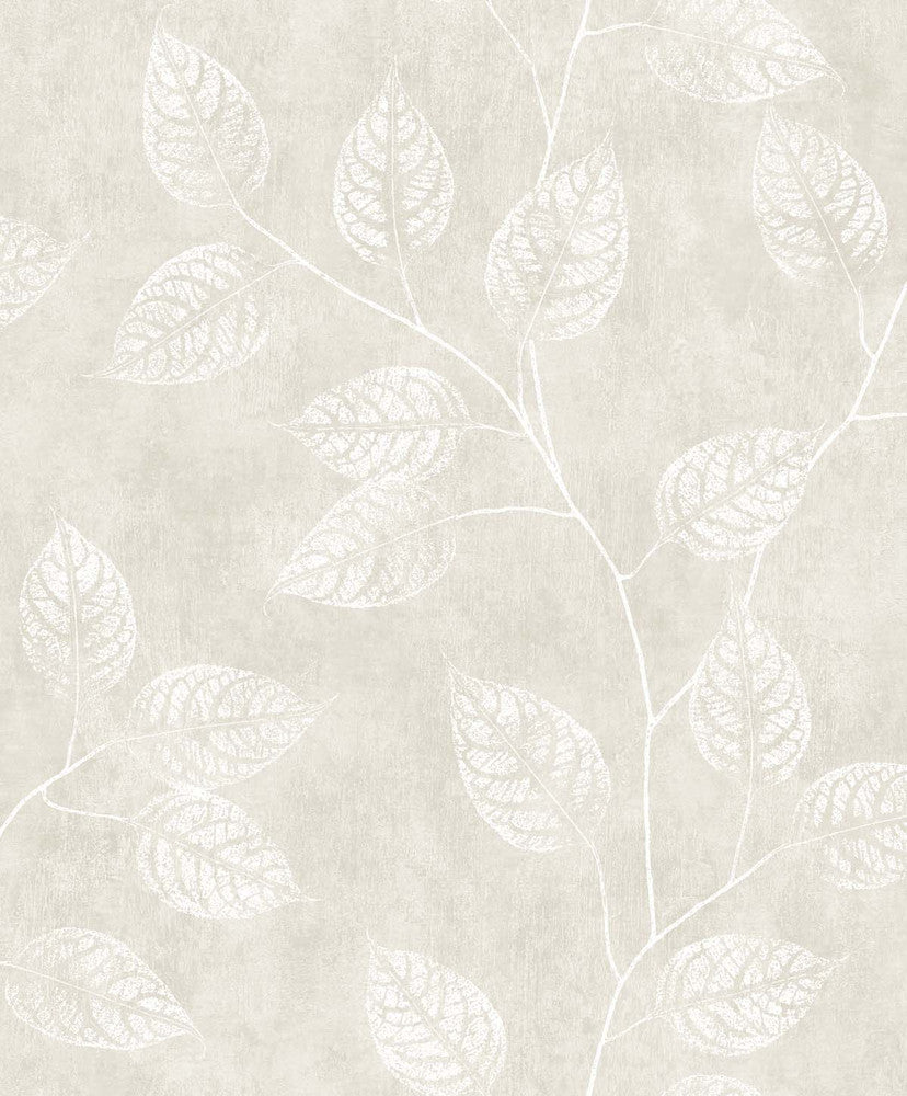 Branch Trail Silhouette Raw Linen by Seabrook Wallpaper White Heron Netherlands 57.5 25.2" 20.9" - Fabric Carolina -