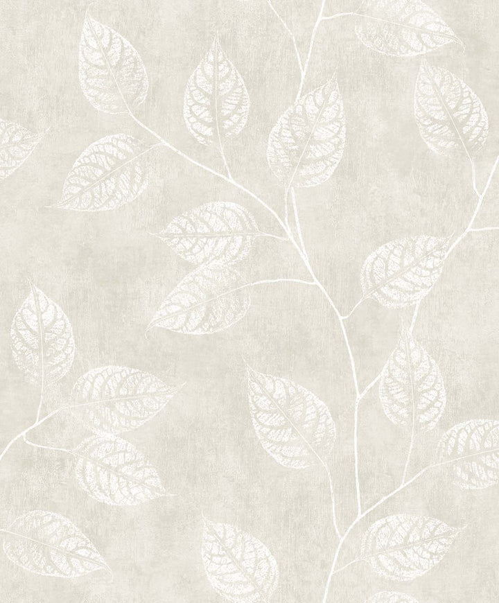 Branch Trail Silhouette Raw Linen by Seabrook Wallpaper White Heron Netherlands 57.5 25.2" 20.9" - Fabric Carolina -