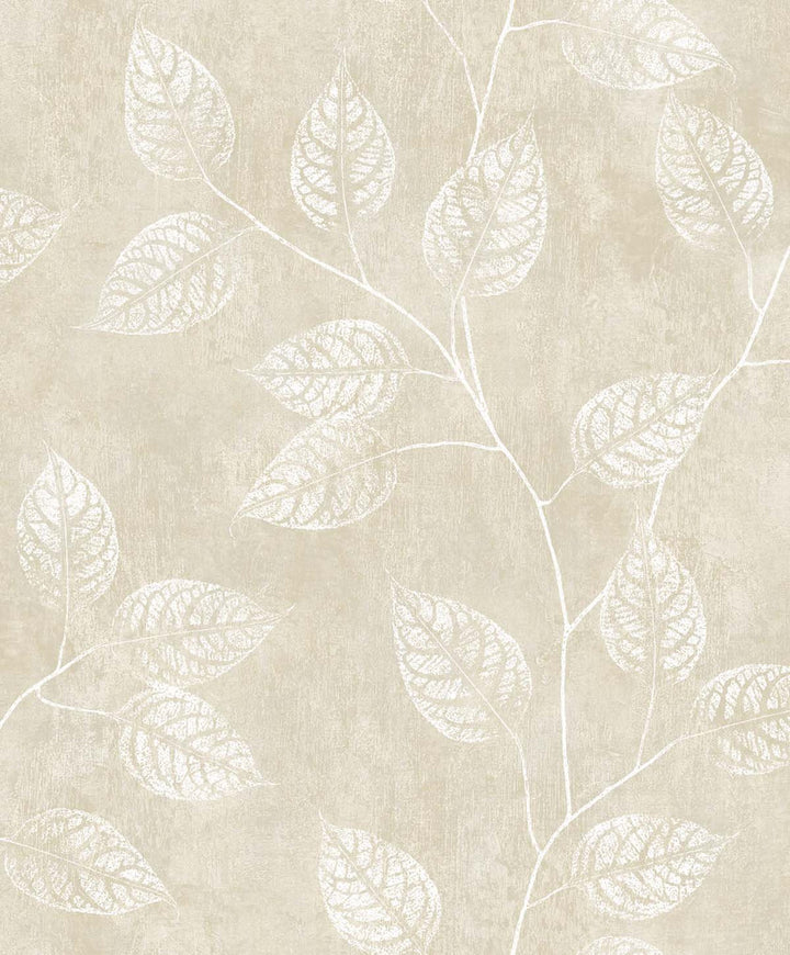 Branch Trail Silhouette Summer Sand by Seabrook Wallpaper White Heron Netherlands 57.5 25.2" 20.9" - Fabric Carolina -