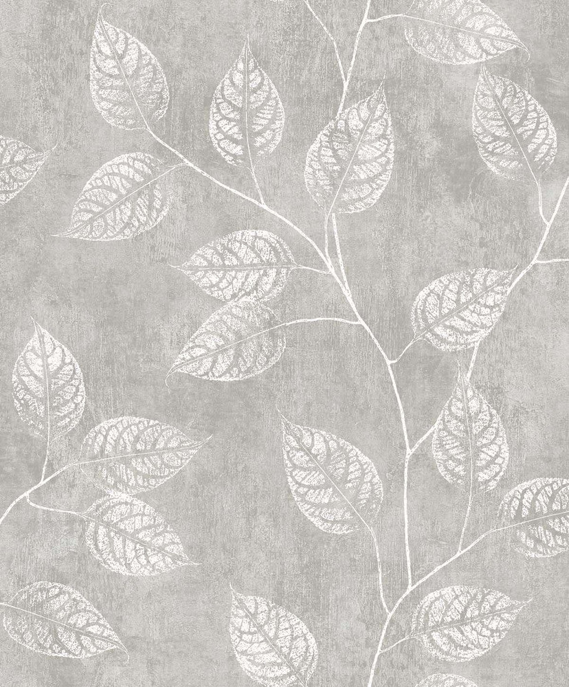 Branch Trail Silhouette Slate by Seabrook Wallpaper White Heron Netherlands 57.5 25.2" 20.9" - Fabric Carolina -