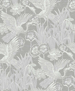 Marsh Cranes Anew Grey by Seabrook Wallpaper