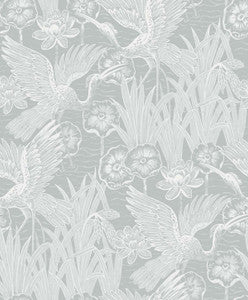 Marsh Cranes Mist by Seabrook Wallpaper