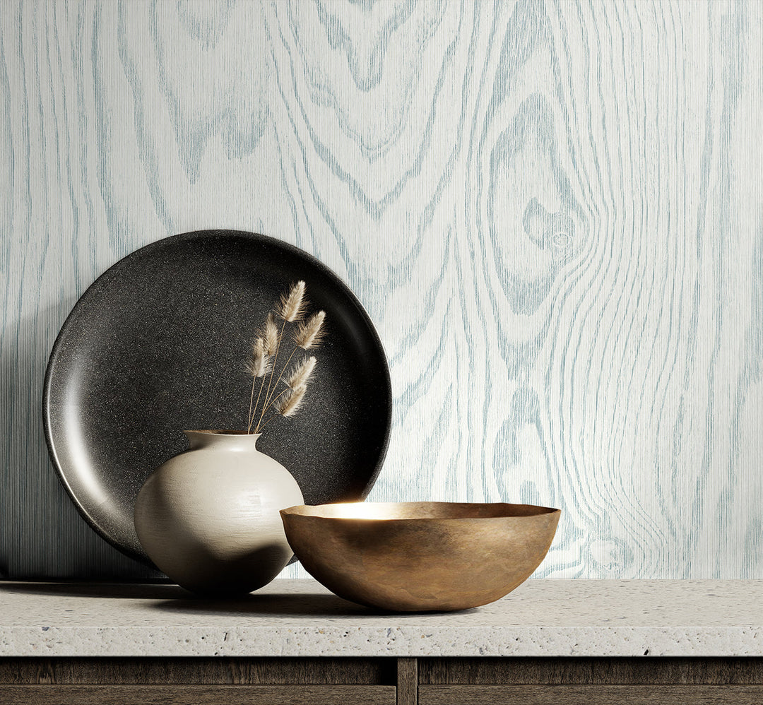 Kyoto Faux Woodgrain Soft Blue EW11302 by Seabrook Designs Designer Wallpaper