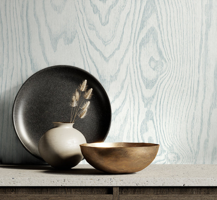 Kyoto Faux Woodgrain Soft Blue EW11302 by Seabrook Designs Designer Wallpaper
