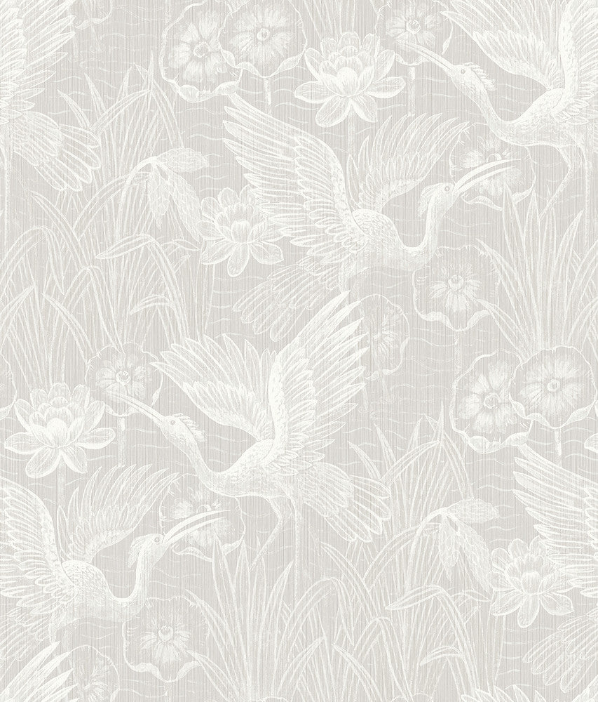White Heron Floral Heron Neutral by Seabrook Wallpaper White Heron United States 60.75 32.6" 27" - Fabric Carolina -