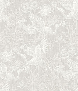 White Heron Floral Heron Neutral by Seabrook Wallpaper