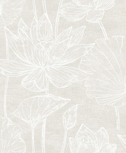 Water Lilies Antique Pearl by Seabrook Wallpaper