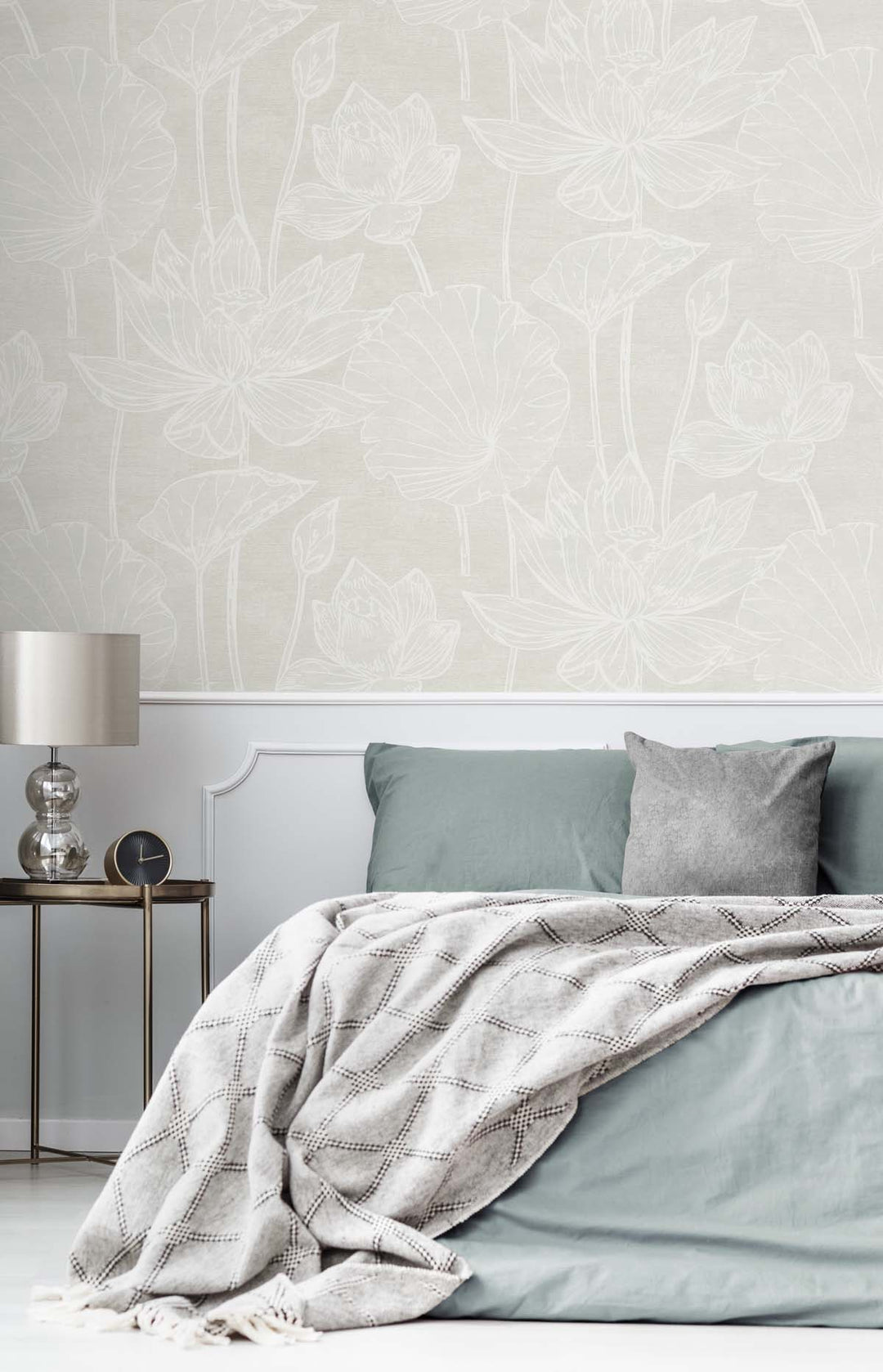 Water Lilies White Pearl EW12015 by Seabrook Designs Designer Wallpaper