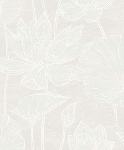 Water Lilies White Pearl by Seabrook Wallpaper