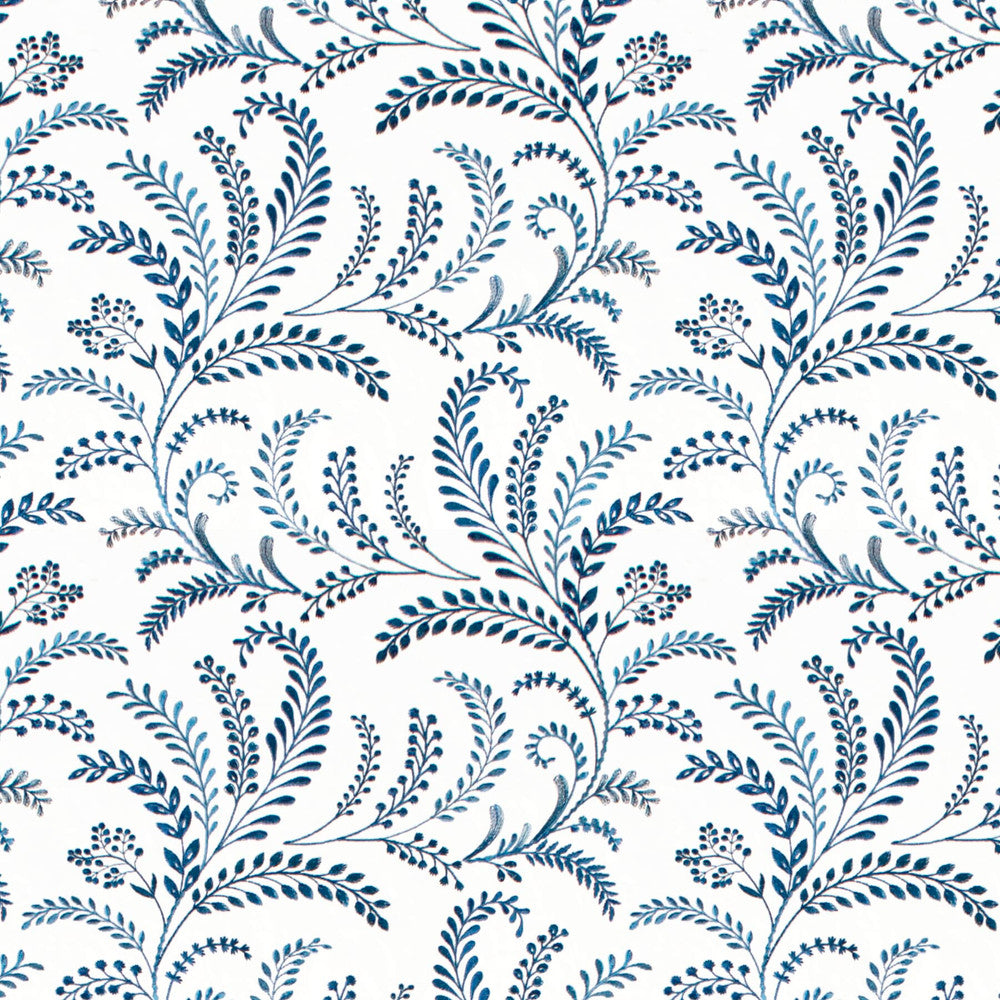 Excursion 4 Lake by Stout Fabric Rainbow Library Blueberry/Denim 100% Cotton Embroidery INDIA Horizontal: 17.375 and Vertical: 15.125 51.88 in - Fabric Carolina -